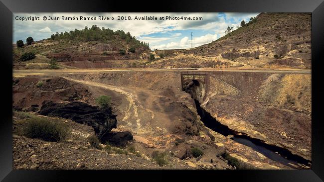 Big black rock and stone bridge in the mining comp Framed Print by Juan Ramón Ramos Rivero