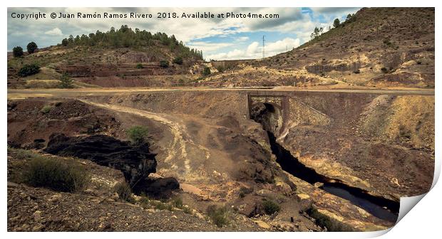 Big black rock and stone bridge in the mining comp Print by Juan Ramón Ramos Rivero