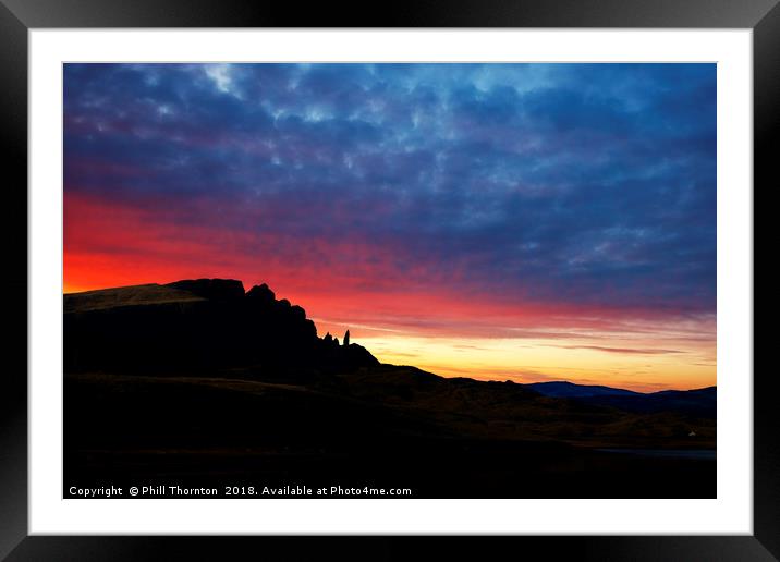 Sunsetting over The Old Man of Storr No.2 Framed Mounted Print by Phill Thornton