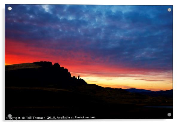 Sunsetting over The Old Man of Storr No.2 Acrylic by Phill Thornton