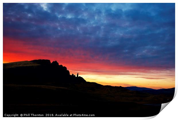 Sunsetting over The Old Man of Storr No.2 Print by Phill Thornton