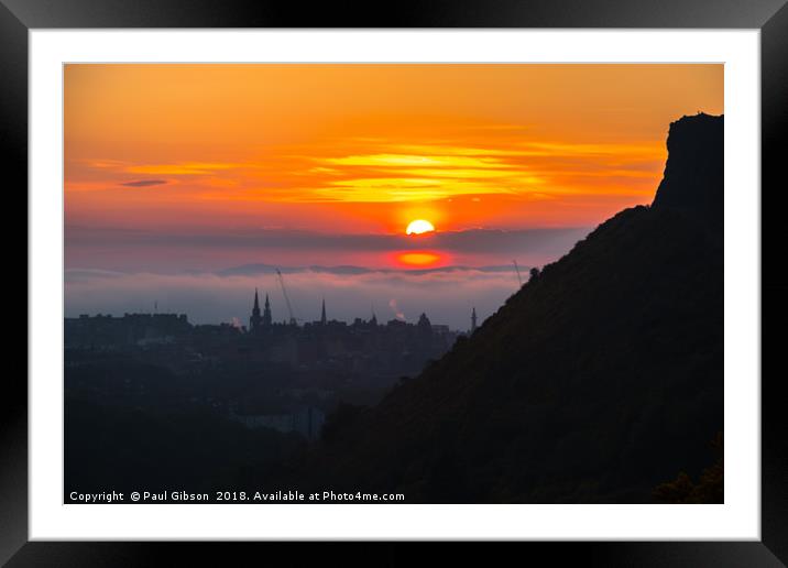 Sunset Over Edinburgh Framed Mounted Print by Paul Gibson
