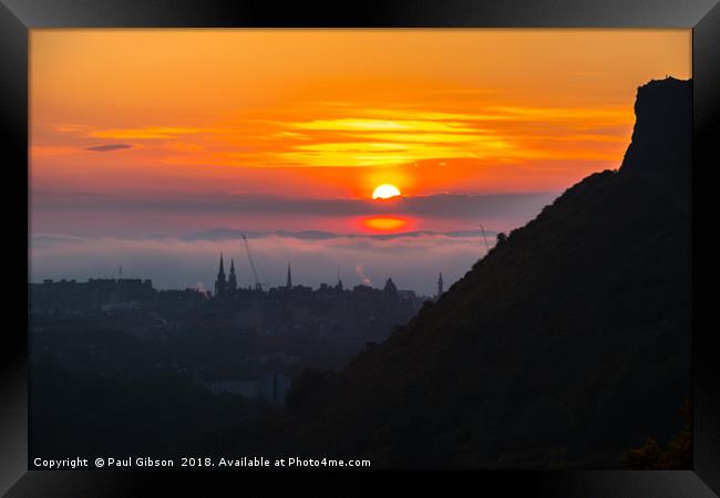Sunset Over Edinburgh Framed Print by Paul Gibson