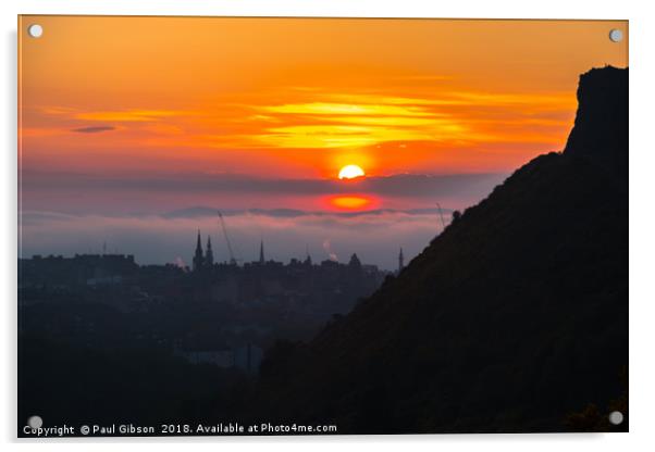Sunset Over Edinburgh Acrylic by Paul Gibson