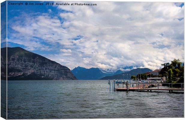 Lake Iseo looking north from Iseo Town Canvas Print by Jim Jones