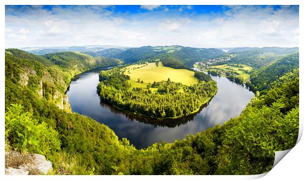 View of Vltava river from Solenice viewpoint. Print by Sergey Fedoskin