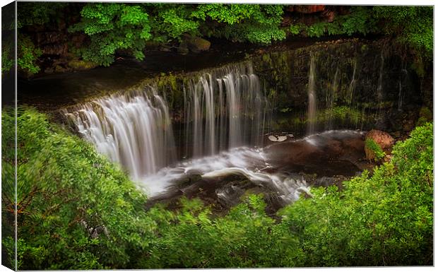 Above the Sgwd Isaf Clun-gwyn Waterfall Canvas Print by Leighton Collins