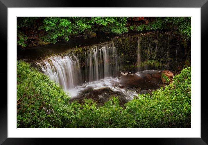 Above the Sgwd Isaf Clun-gwyn Waterfall Framed Mounted Print by Leighton Collins