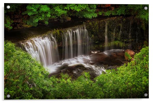 Above the Sgwd Isaf Clun-gwyn Waterfall Acrylic by Leighton Collins