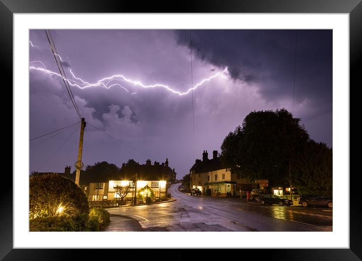 Lightning Over Goudhurst Hill Framed Mounted Print by Malcolm Wood