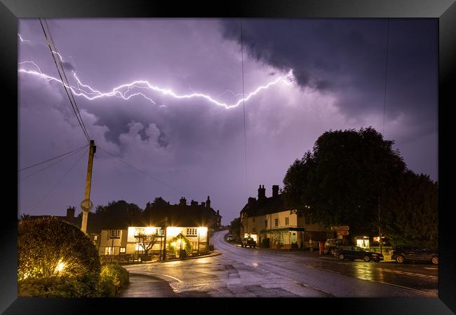 Lightning Over Goudhurst Hill Framed Print by Malcolm Wood