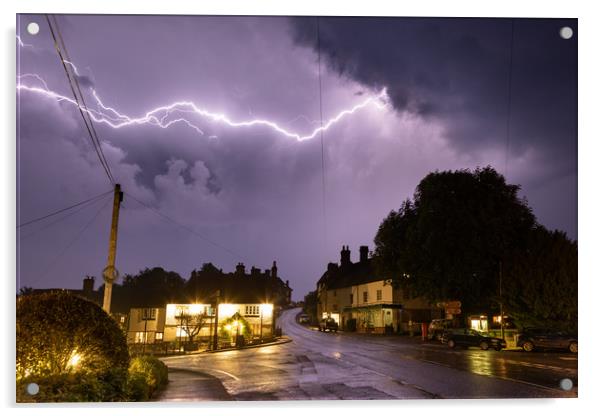 Lightning Over Goudhurst Hill Acrylic by Malcolm Wood