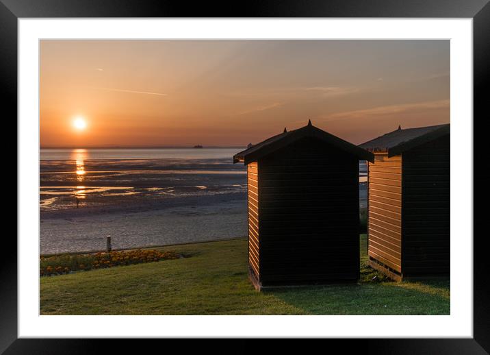 Beach hut sunrise Framed Mounted Print by Alf Damp