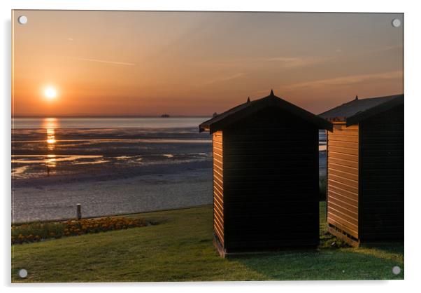 Beach hut sunrise Acrylic by Alf Damp