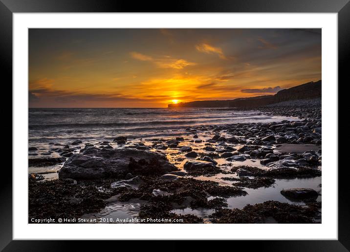 Llantwit Beach Sunset Framed Mounted Print by Heidi Stewart