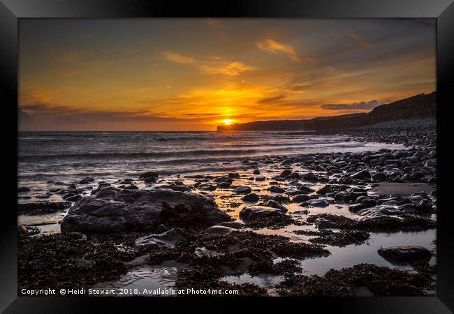 Llantwit Beach Sunset Framed Print by Heidi Stewart