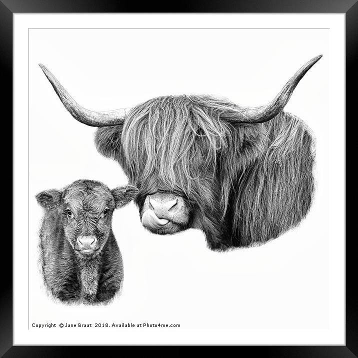 Maternal Love in Scottish Highlands Framed Mounted Print by Jane Braat