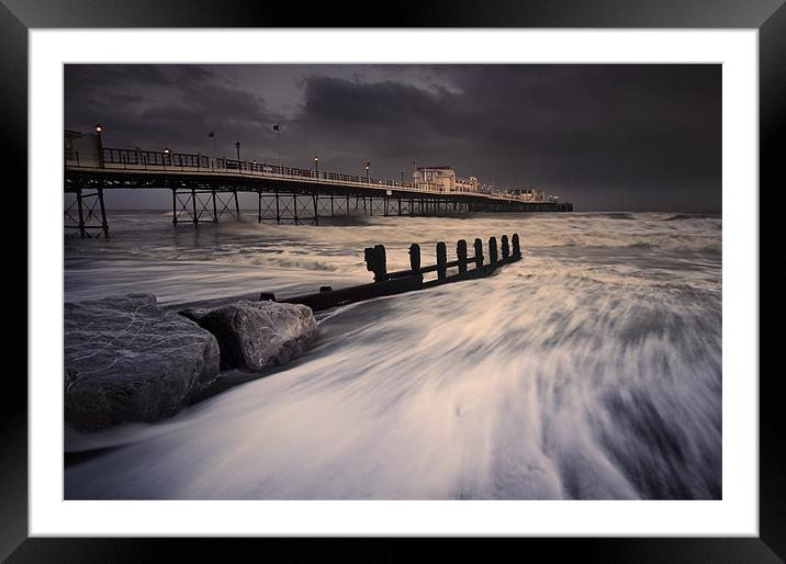 Worthing Pier Storm Force Framed Mounted Print by Chester Tugwell