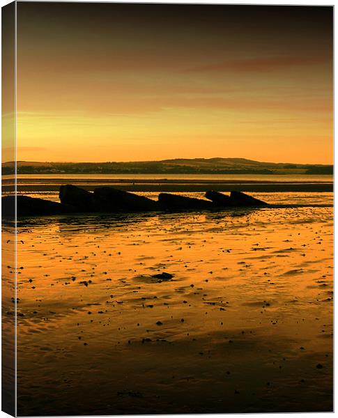 Sunset over South Queensferry Beach Canvas Print by Mark Malaczynski