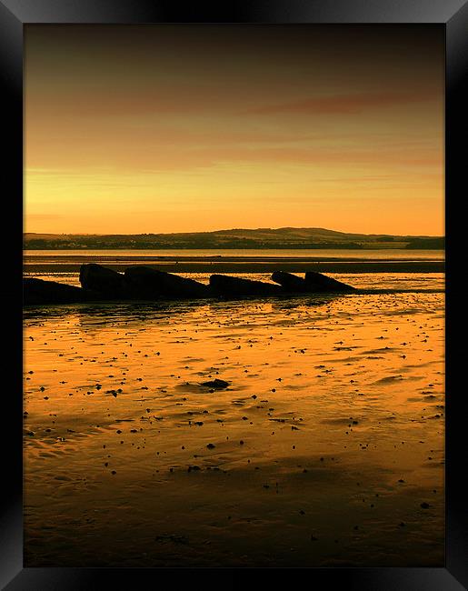 Sunset over South Queensferry Beach Framed Print by Mark Malaczynski