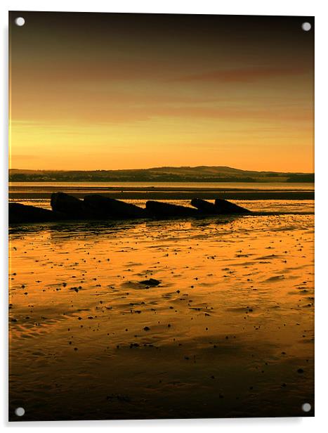 Sunset over South Queensferry Beach Acrylic by Mark Malaczynski