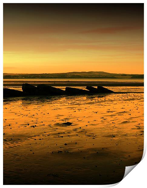 Sunset over South Queensferry Beach Print by Mark Malaczynski