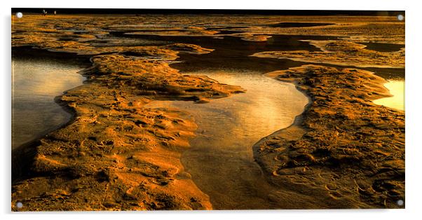 Sand & sea at Mawgan Porth Acrylic by Rob Hawkins