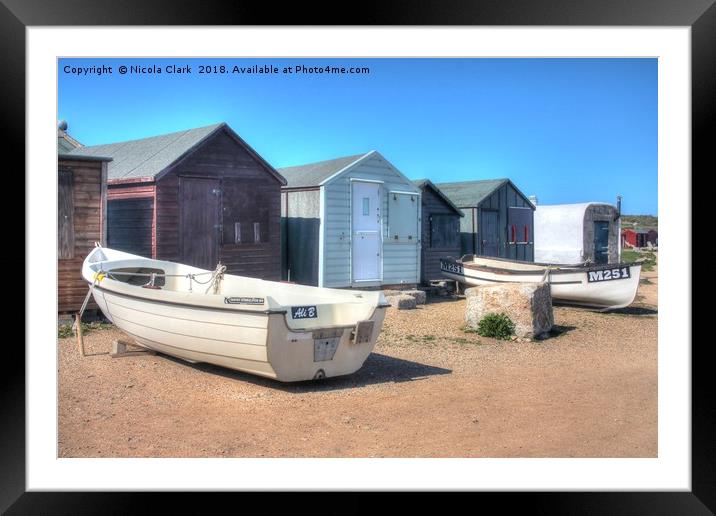 Boats and Huts Framed Mounted Print by Nicola Clark