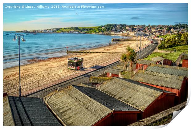  Swanage Bay Beach Huts   Print by Linsey Williams