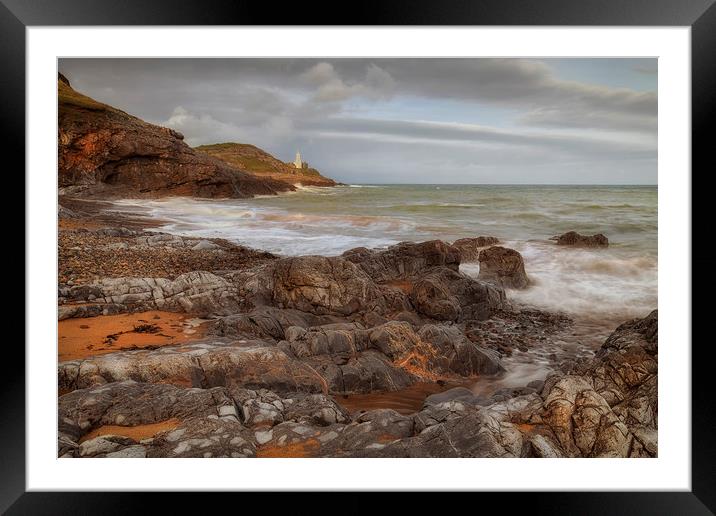 Bracelet Bay and Mumbles lighthouse Framed Mounted Print by Leighton Collins