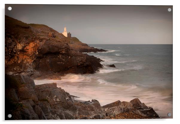 Mumbles lighthouse and Bracelet Bay  Acrylic by Leighton Collins