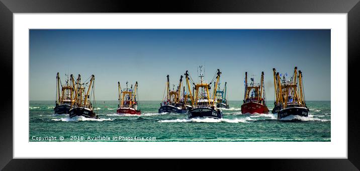 Trawlers Racing to the Finish Framed Mounted Print by Paul F Prestidge