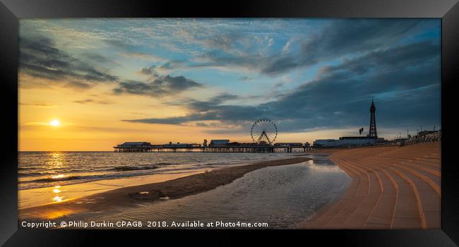 Sunset Over Blackpool Framed Print by Phil Durkin DPAGB BPE4