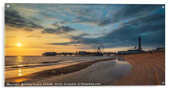 Sunset Over Blackpool Acrylic by Phil Durkin DPAGB BPE4