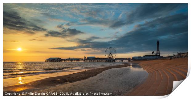 Sunset Over Blackpool Print by Phil Durkin DPAGB BPE4