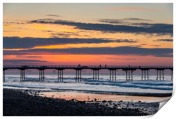 Dusk at Saltburn-by-the-sea Print by Andrew Kearton