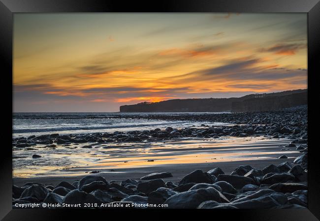 Llantwit Major Beach Sunset Framed Print by Heidi Stewart