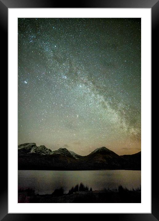 Milky Way Over Blaven and Loch Slapin Framed Mounted Print by Derek Beattie
