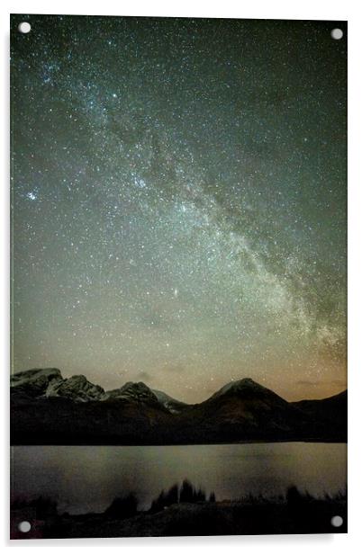 Milky Way Over Blaven and Loch Slapin Acrylic by Derek Beattie