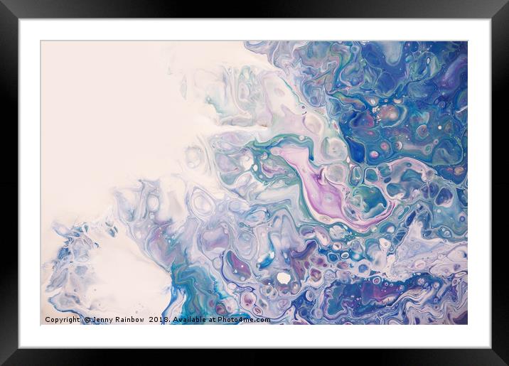 Underwater Worlds Fragment 5.  Abstract Fluid Acry Framed Mounted Print by Jenny Rainbow
