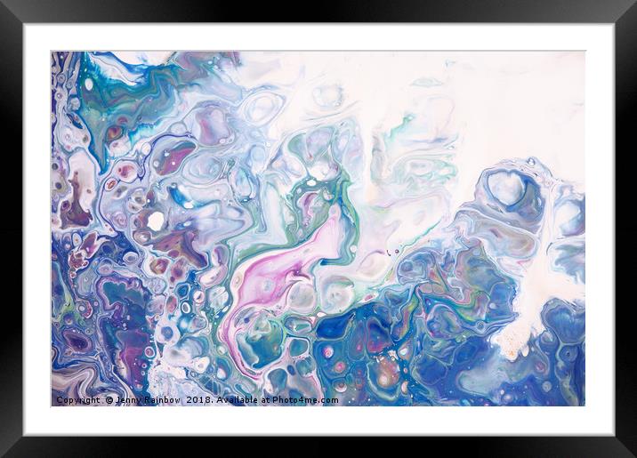Underwater Worlds Fragment 6.  Abstract Fluid Acry Framed Mounted Print by Jenny Rainbow