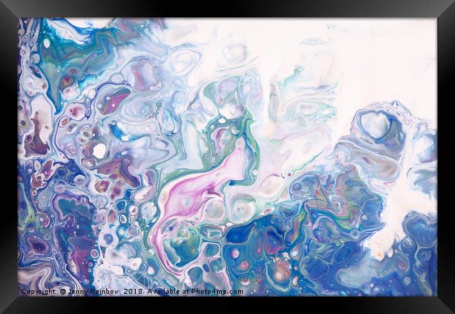 Underwater Worlds Fragment 6.  Abstract Fluid Acry Framed Print by Jenny Rainbow