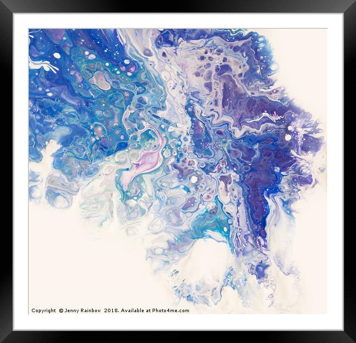 Underwater Worlds.  Abstract Fluid Acrylic Paintin Framed Mounted Print by Jenny Rainbow