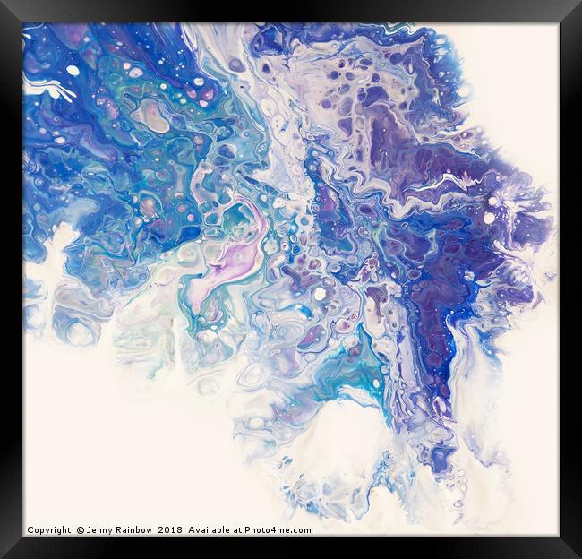 Underwater Worlds.  Abstract Fluid Acrylic Paintin Framed Print by Jenny Rainbow