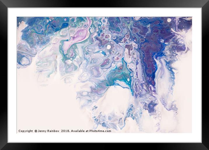 Underwater Worlds Fragment 7. Abstract Fluid Acryl Framed Mounted Print by Jenny Rainbow