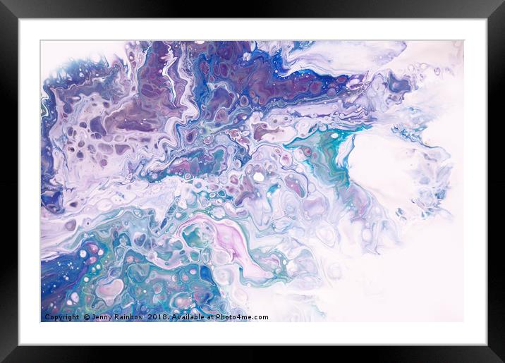 Underwater Worlds Fragment 8.  Abstract Fluid Acry Framed Mounted Print by Jenny Rainbow