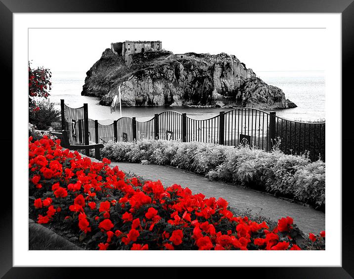 St Catherine,s Island,B+W.Colour.Tenby. Framed Mounted Print by paulette hurley