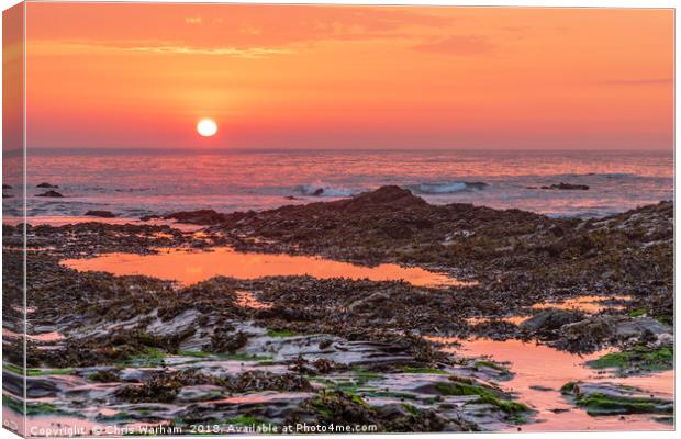 Daymer Bay sunset Canvas Print by Chris Warham