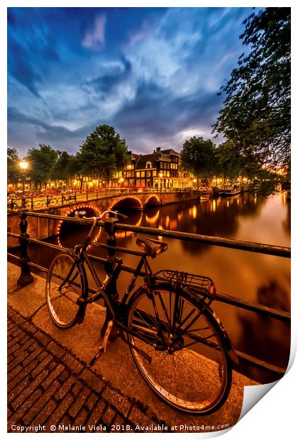AMSTERDAM Evening impression from Brouwersgracht  Print by Melanie Viola