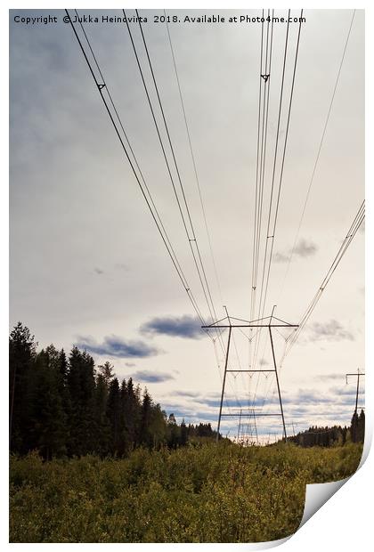 Power Lines Over The Fields Print by Jukka Heinovirta